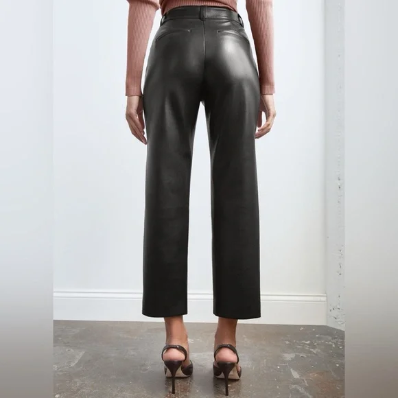 BABATON- Aritzia Command Cropped Pant Black Faux Leather Vegan